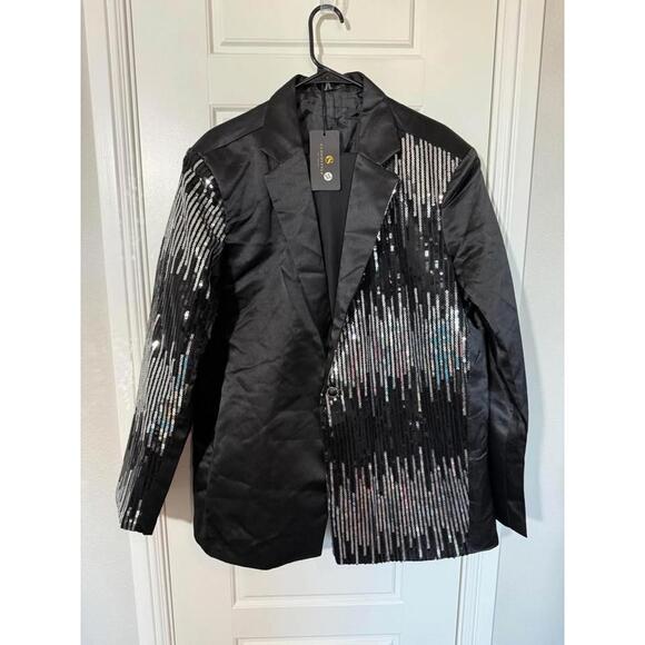 Other - CloudStyle Suits for Men Size XL Sequins Black and Sliver 2 Pieces M60